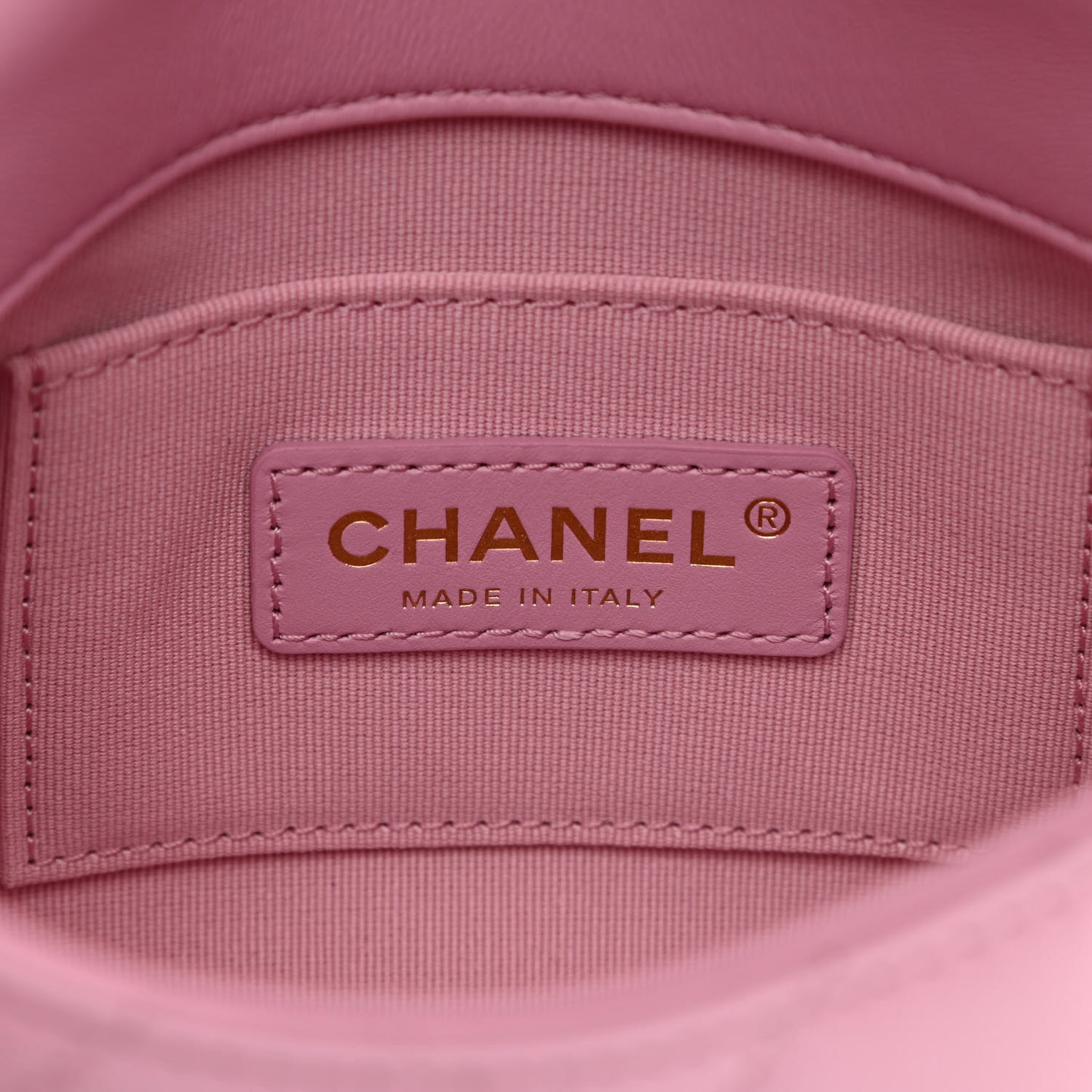 Lambskin Quilted Mini Lacquered Chain Flap Pink