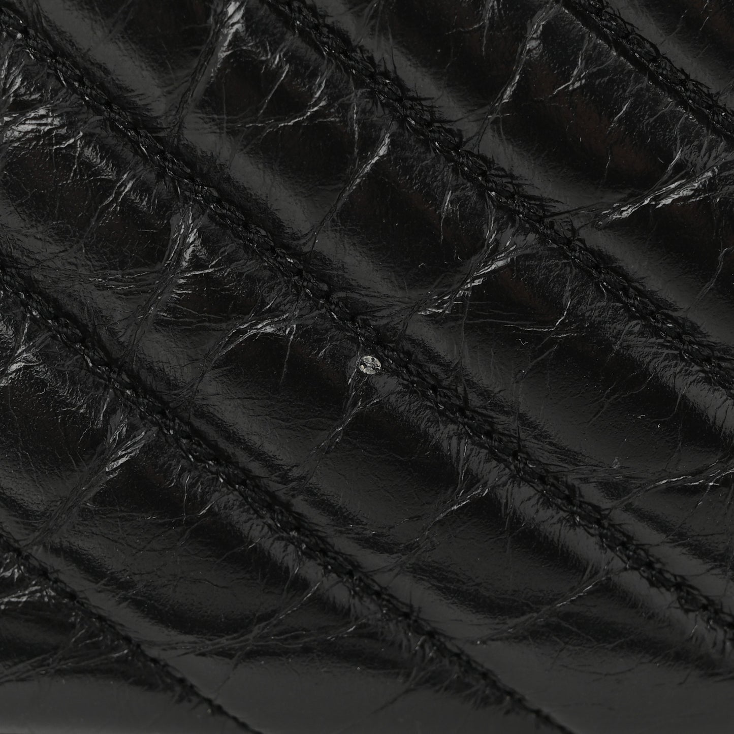 Cracked Shiny Calfskin Matelasse Monogram Lou Camera Bag Black