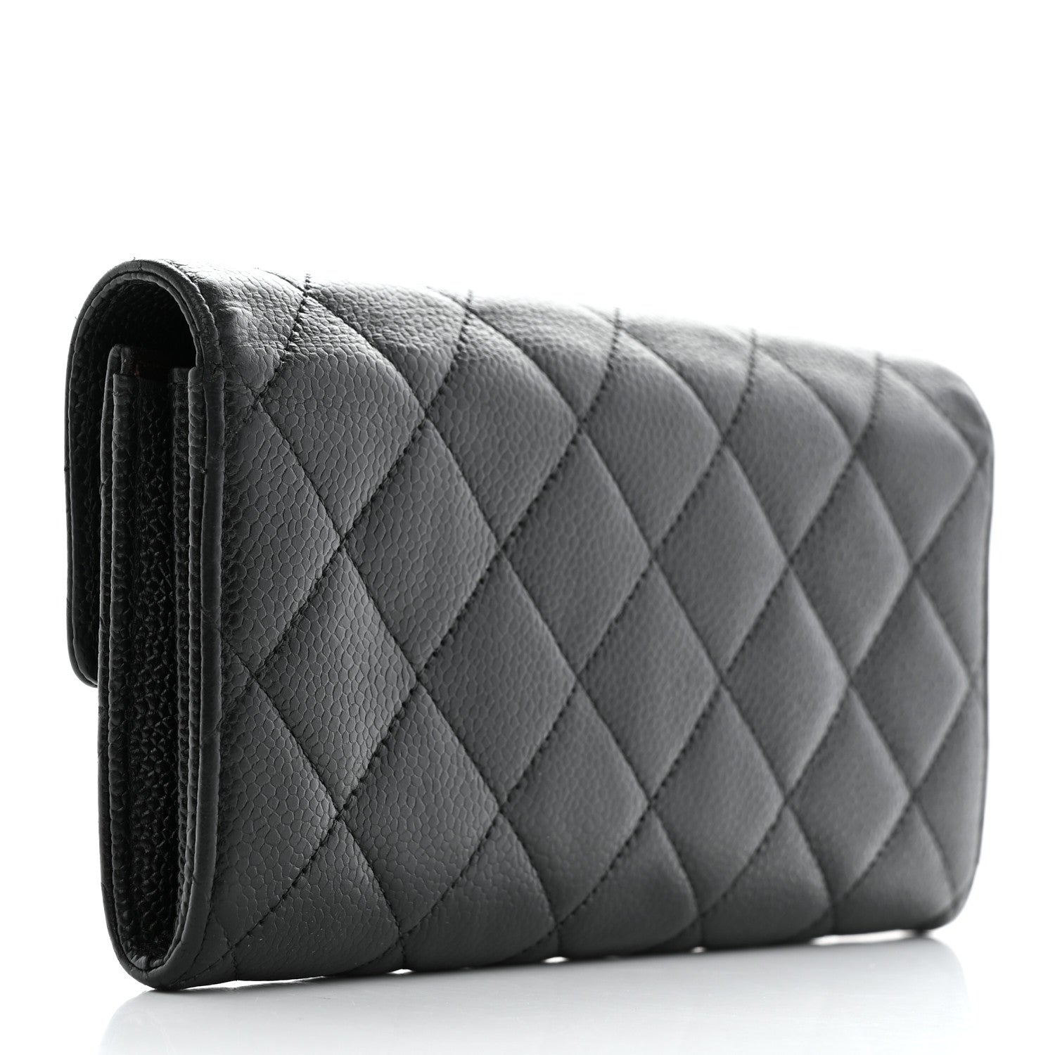 Chanel Caviar Quilted Large Gusset Flap Wallet Black 3 of 9