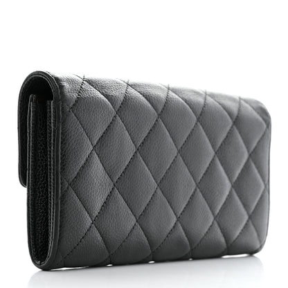 Chanel Caviar Quilted Large Gusset Flap Wallet Black 3 of 9