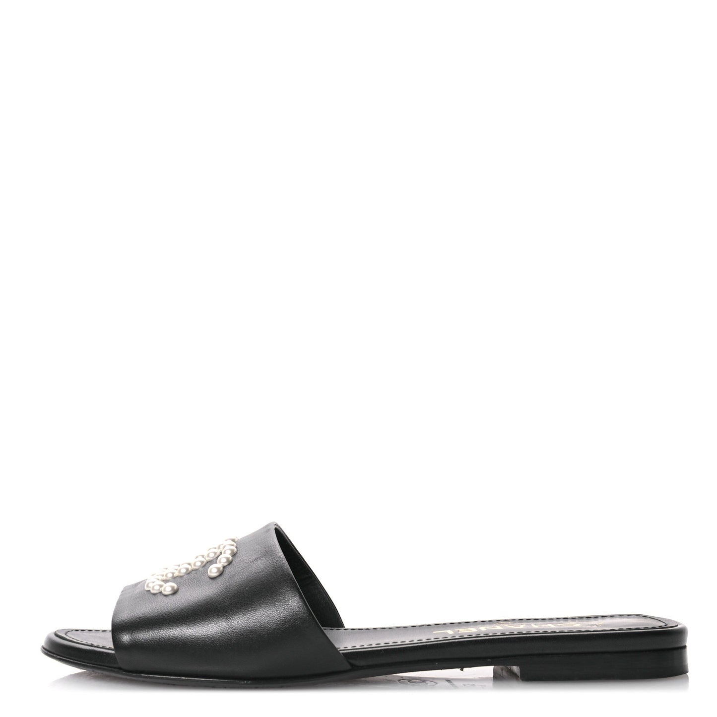 Lambskin Pearl CC Sandals 37 Black