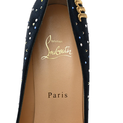 Christian Louboutin Veau Velours Pigalle Hor Zodiaque Virgo 100 Pumps 39 Marine Gold 6 of 8