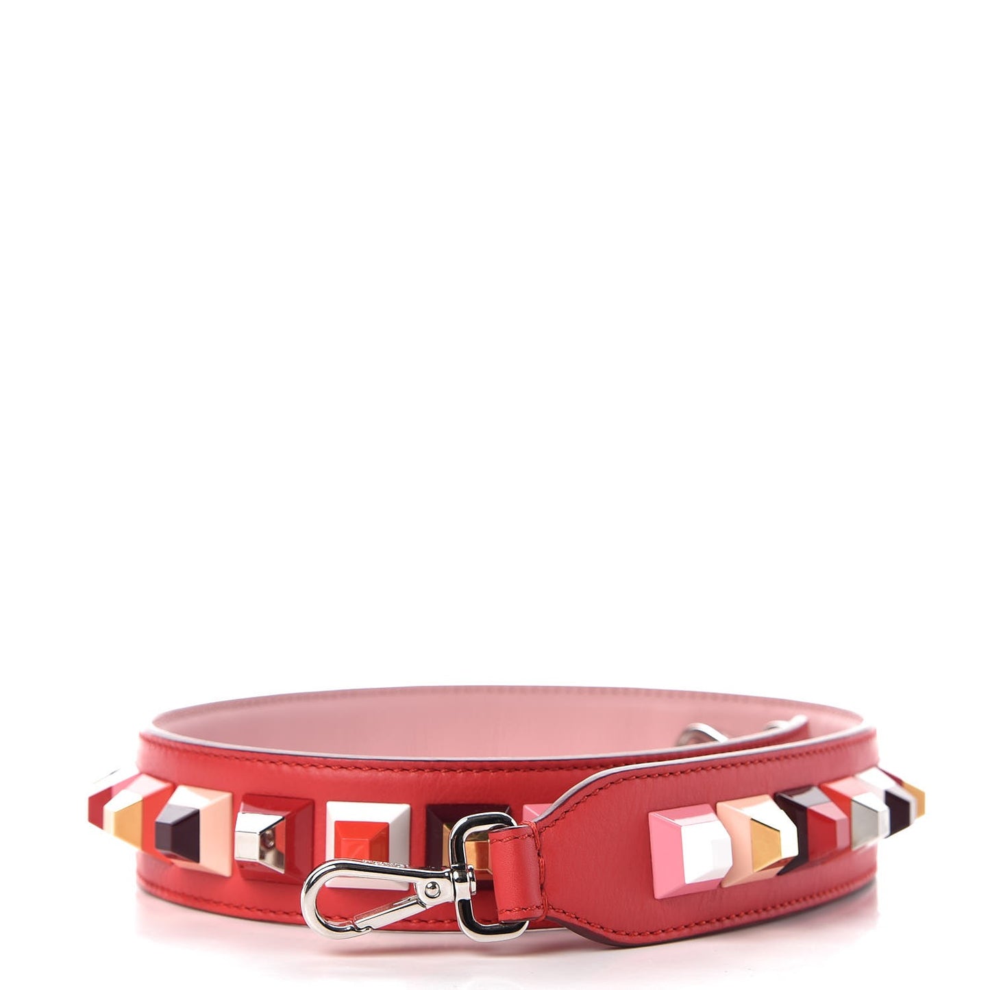 Calfskin Studded Strap You Red Multicolor