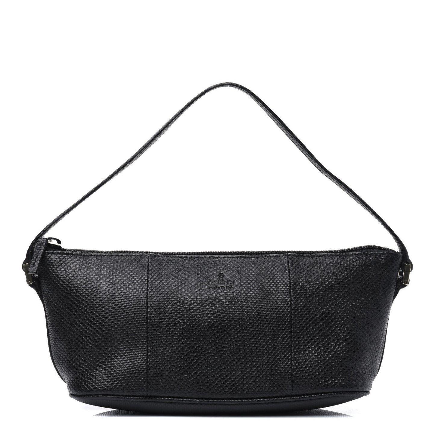 Calfskin Lizard Embossed Boat Pochette Black