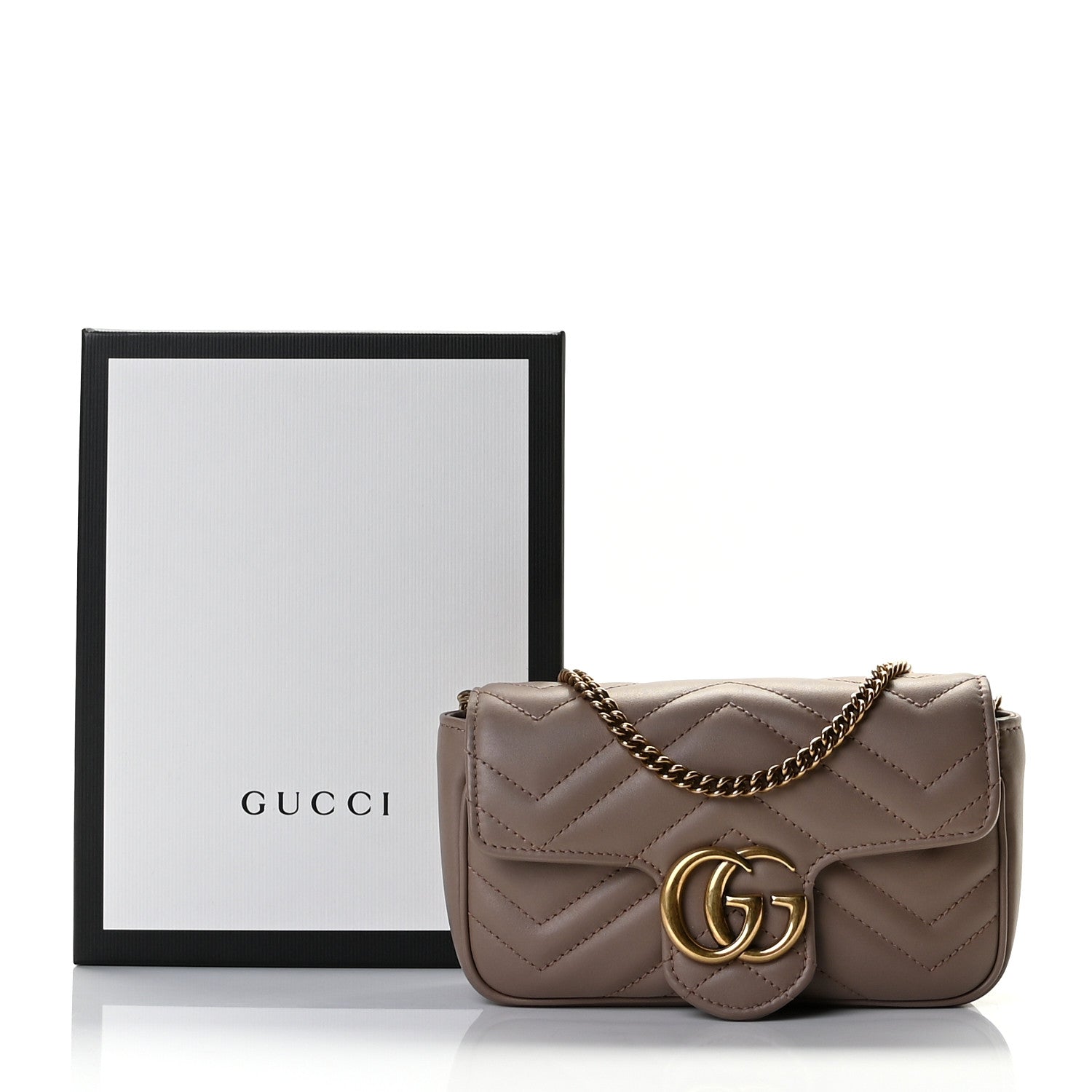 Gucci Calfskin Matelasse Super Mini GG Marmont Shoulder Bag Porcelain Rose 9 of 9