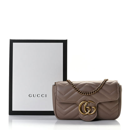 Gucci Calfskin Matelasse Super Mini GG Marmont Shoulder Bag Porcelain Rose 9 of 9