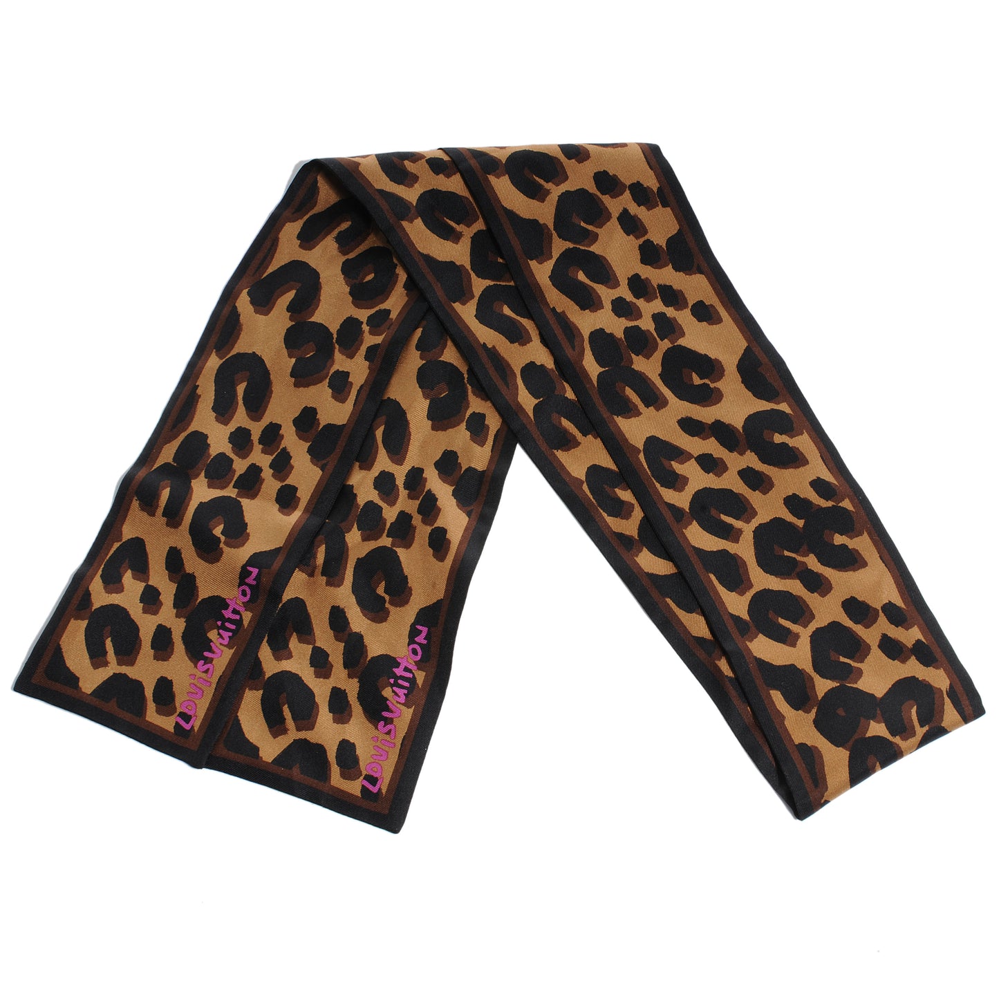 Silk Leopard Bandeau Scarf Marron