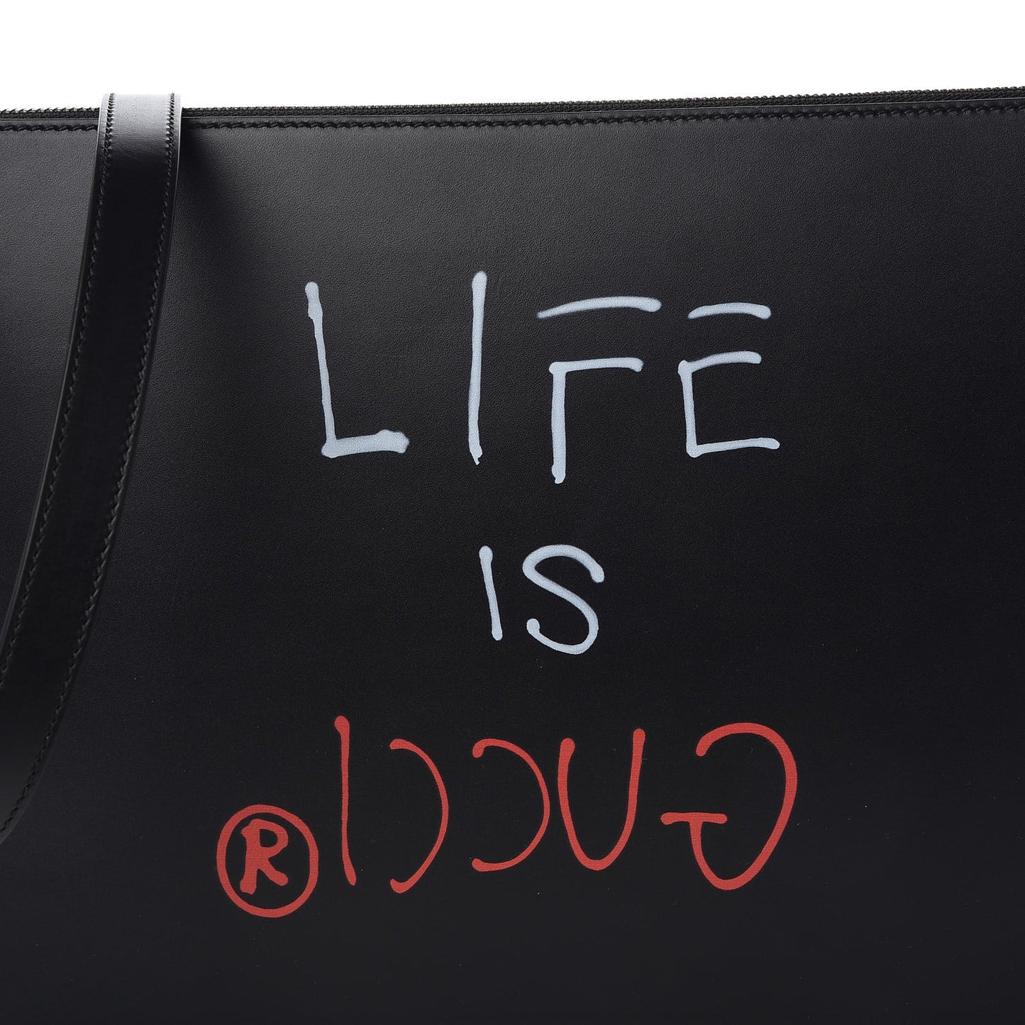 Calfskin is Life Print Messenger Bag Black