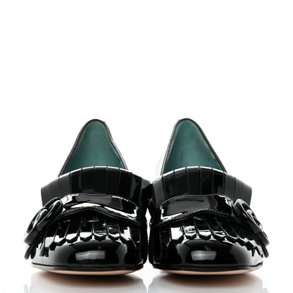 Gucci Vernice GG Marmont Fringe 50mm Loafer Pumps 35 Black 2 of 9