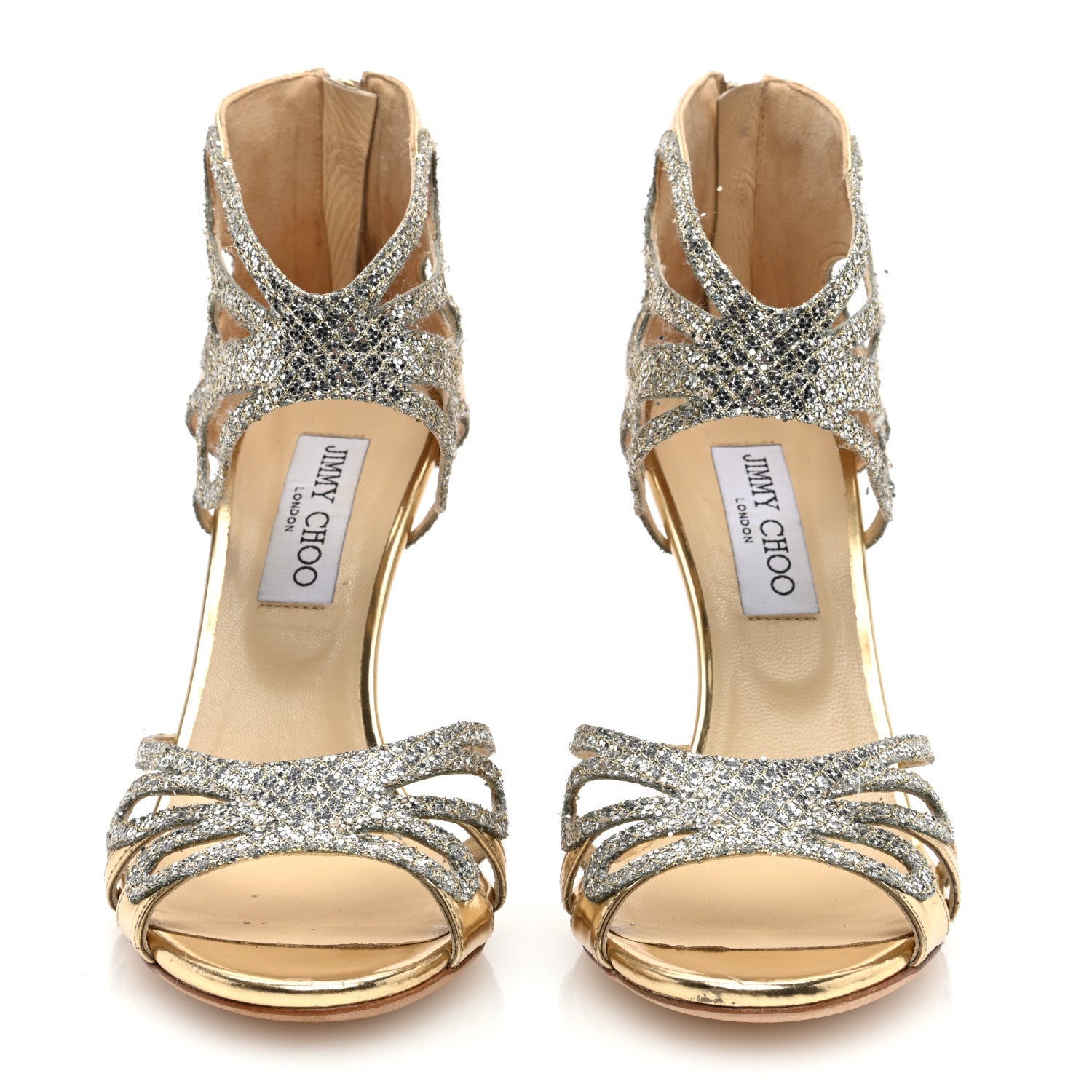 Jimmy Choo Coarse Glitter Fab Pumps 38 Gold Champange 3 of 8