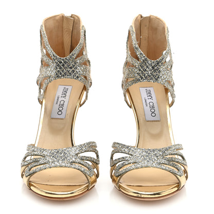 Jimmy Choo Coarse Glitter Fab Pumps 38 Gold Champange 3 of 8