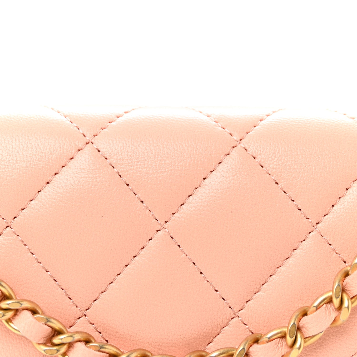 Chanel Lambskin Quilted CC Pearl Crush Wallet on Chain WOC Light Orange 9 of 12