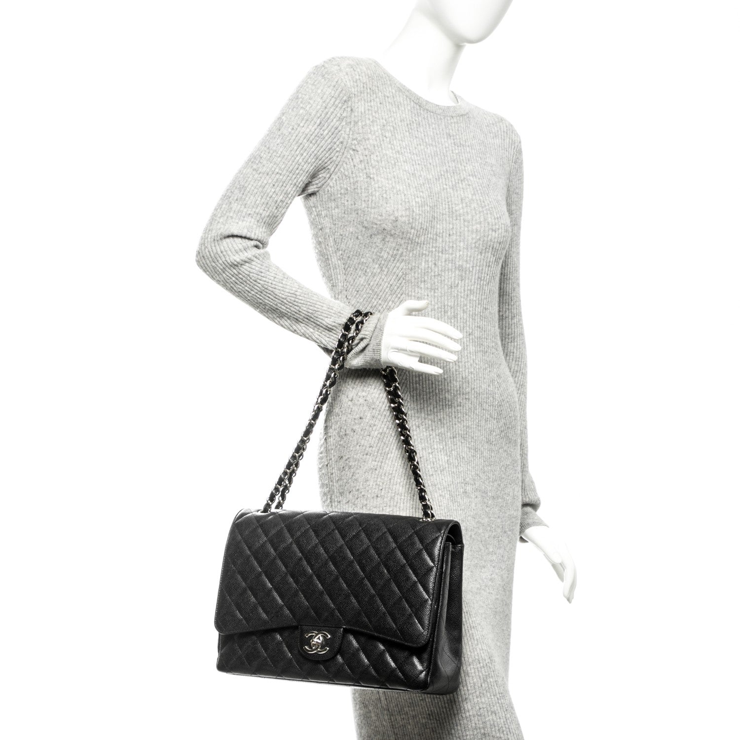 Chanel Caviar Quilted Maxi Double Flap Black 2 of 8