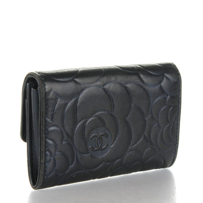 Chanel Lambskin Camellia Embossed Card Holder Black 3 of 8