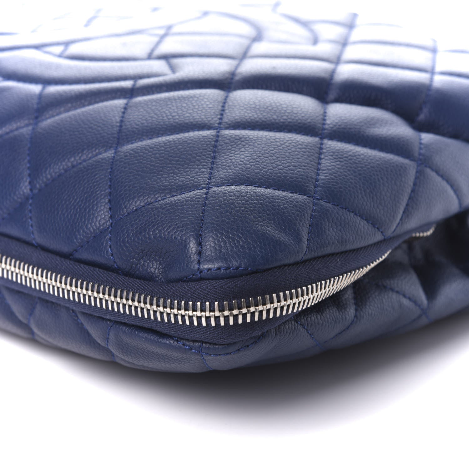 Chanel Caviar Quilted Expandable Zip Shoulder Bag Blue 18 of 18