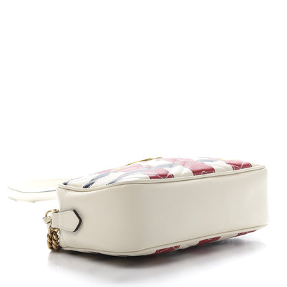 Gucci Calfskin Matelasse Trompe L'Oeil Print Small GG Marmont Chain Shoulder Bag White 4 of 13