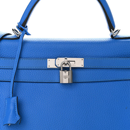 Hermes Taurillon Clemence Kelly Retourne 32 Bleu Hydra 12 of 14