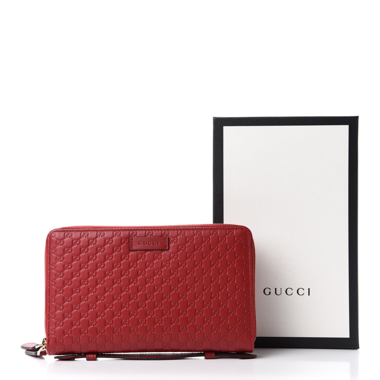 Microguccissima Zip Around Top Handle Travel Wallet Red