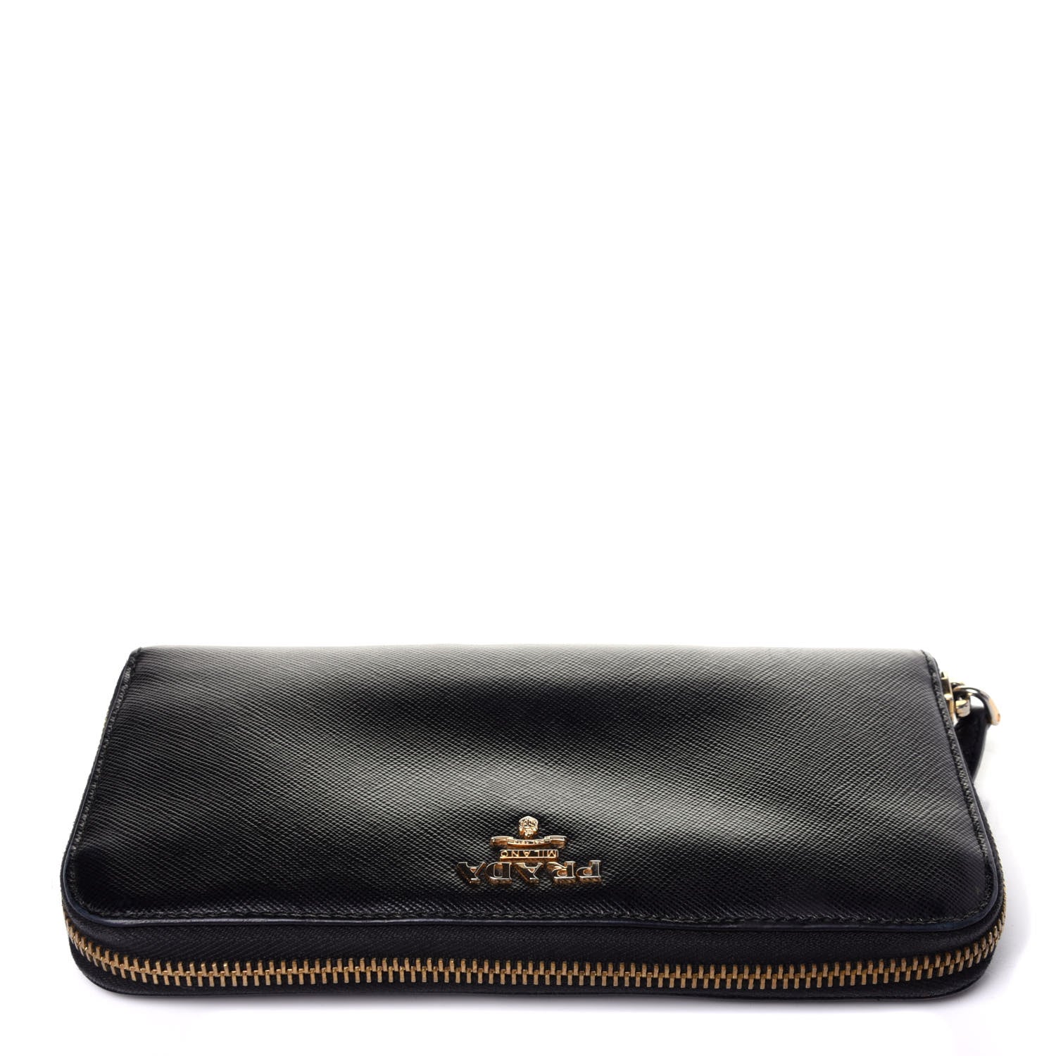 Prada Saffiano Metal Zip Around Wallet Black 10 of 10