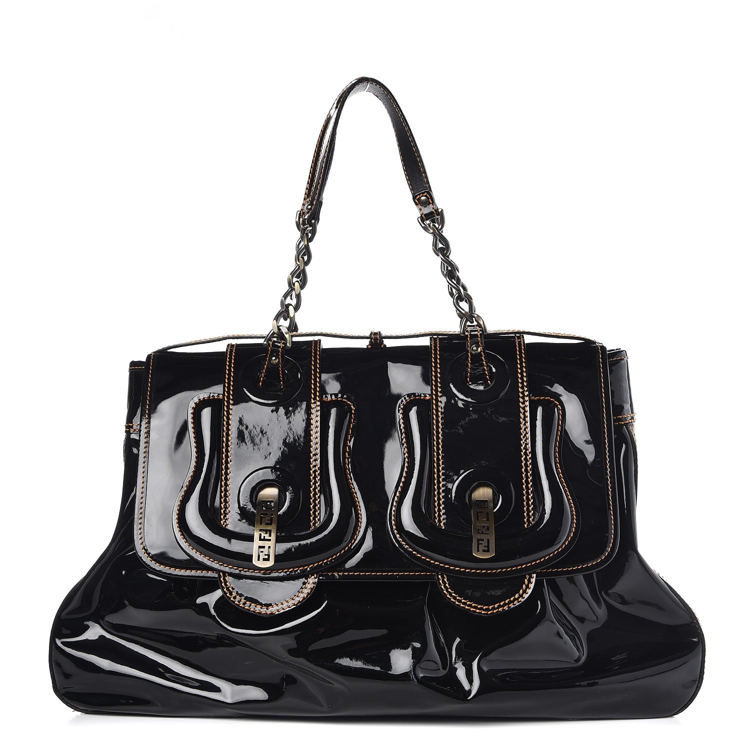 Fendi Patent Large B Bag Black 1 of 8