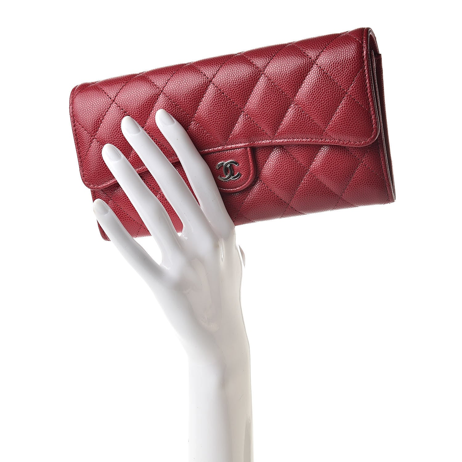 Chanel Caviar Quilted Large Gusset Flap Wallet Pink 2 of 9