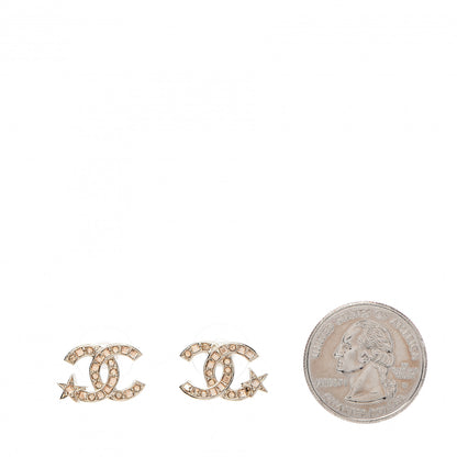 Chanel Crystal CC Starfall Earrings Gold 2 of 5