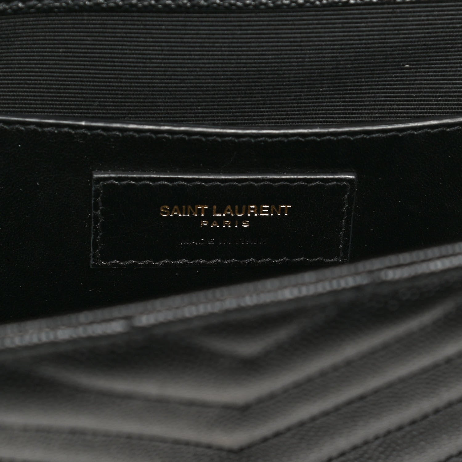 Saint Laurent Grain De Poudre Matelasse Chevron Medium Monogram Satchel Black 5 of 11