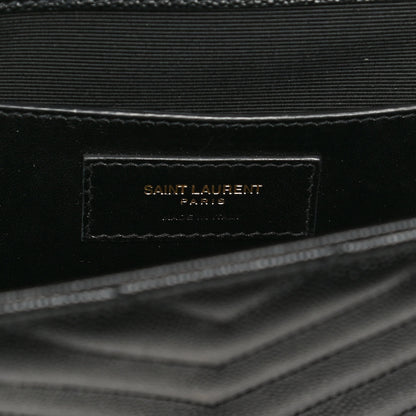 Saint Laurent Grain De Poudre Matelasse Chevron Medium Monogram Satchel Black 5 of 11