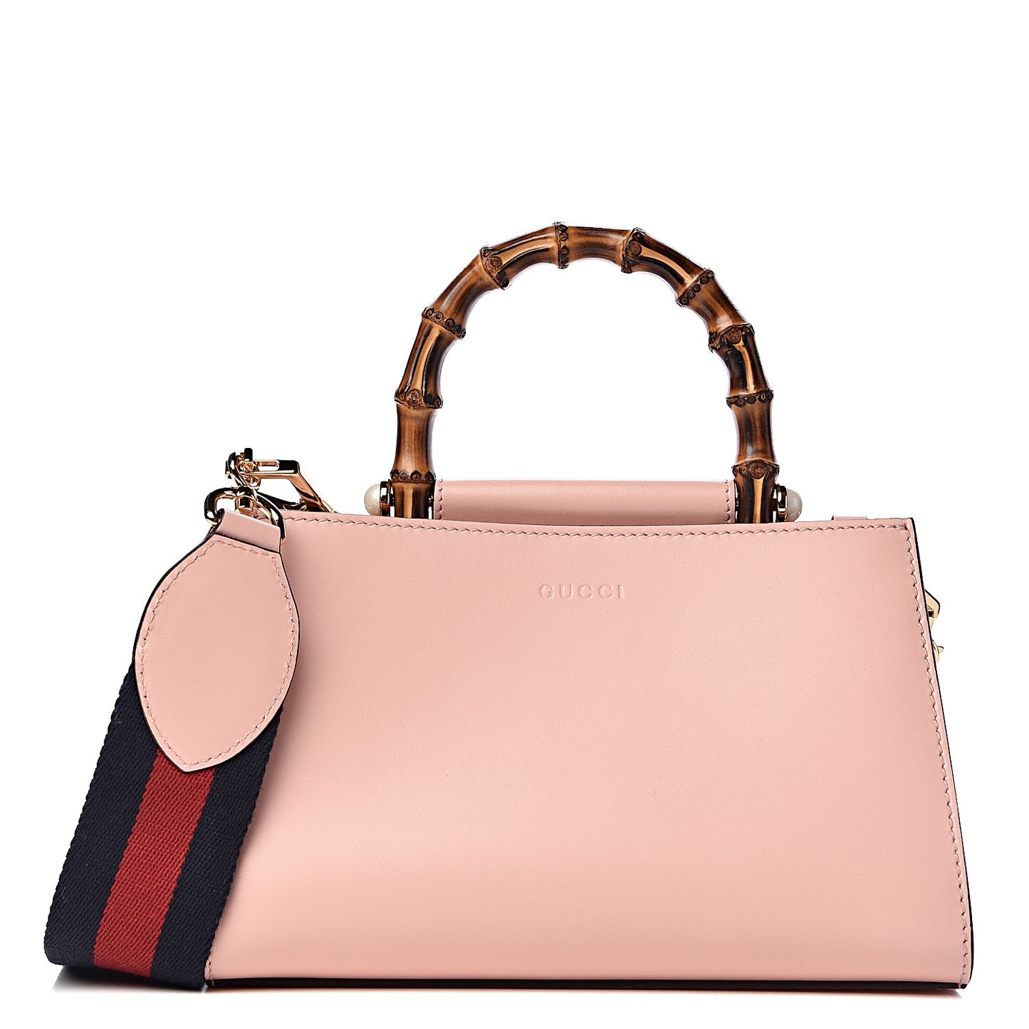 Nappa Bamboo Web Mini Nymphaea Top Handle Bag Perfect Pink Mystic White