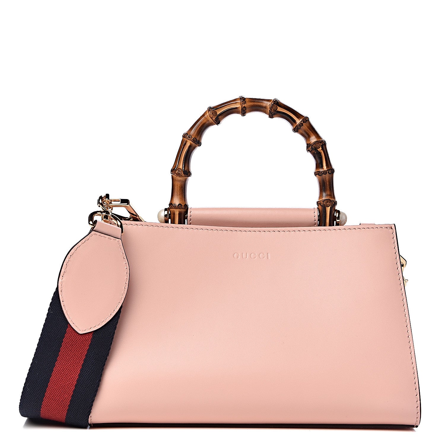 Gucci Nappa Bamboo Web Mini Nymphaea Top Handle Bag Perfect Pink Mystic White 1 of 15