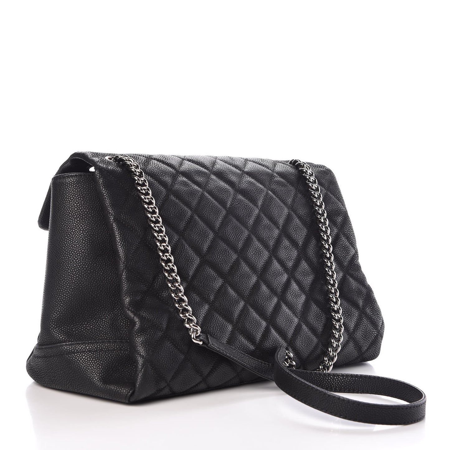 Iridescent Caviar Medium Lady Pearly Flap Black