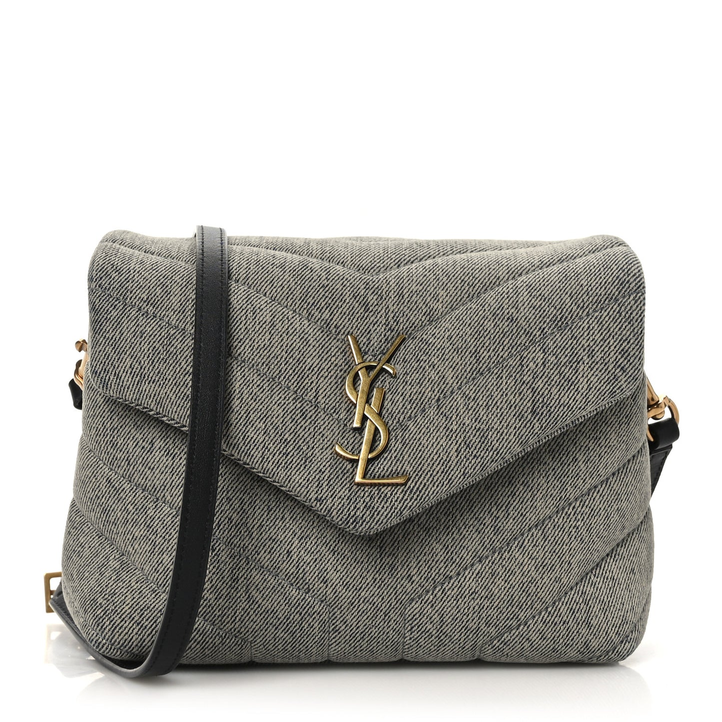 Denim Y Quilted Monogram Toy Loulou Crossbody Bag Grey