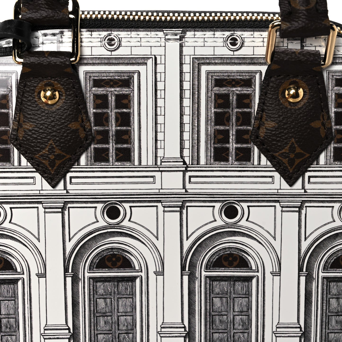 X FORNASETTI Calfskin Architettura Alma BB Black White