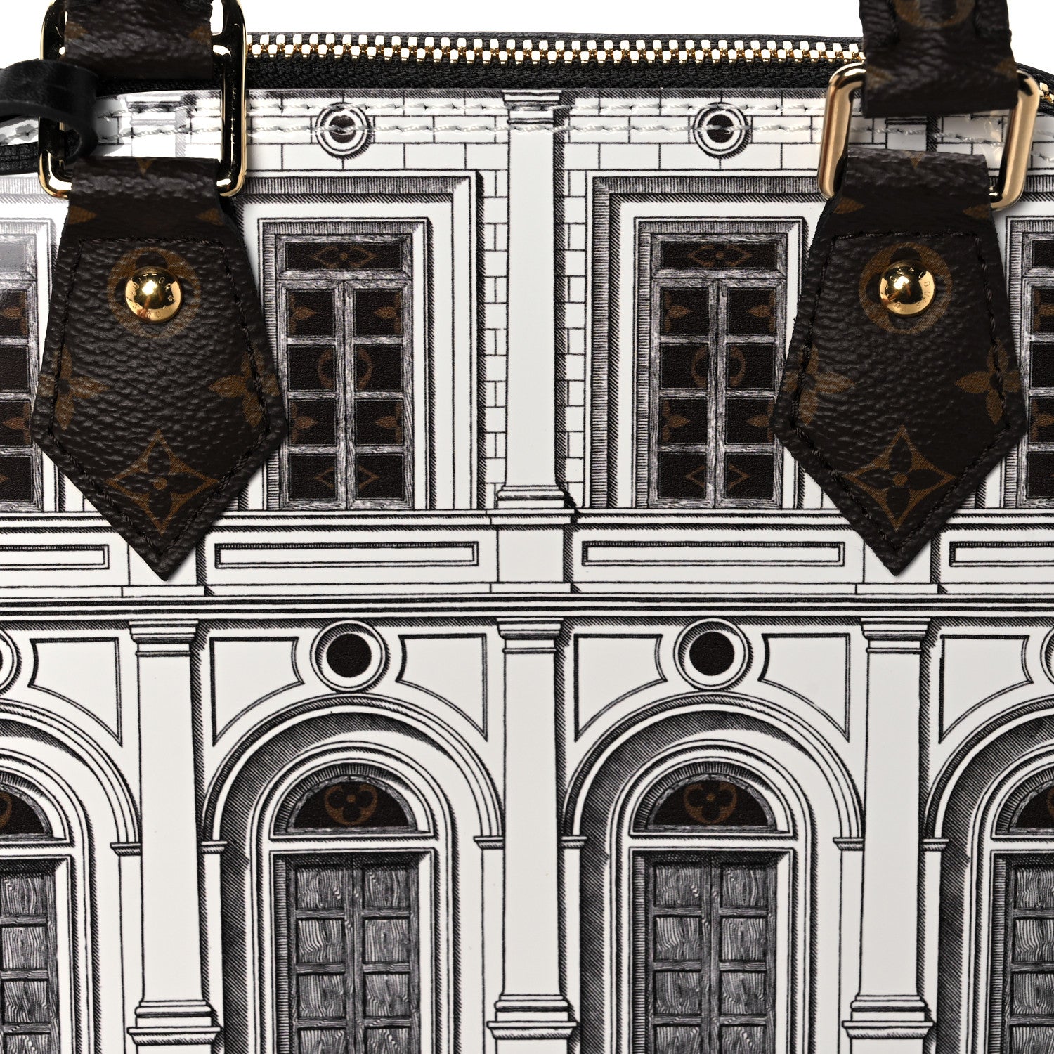 Louis Vuitton X FORNASETTI Calfskin Architettura Alma BB Black White 7 of 10