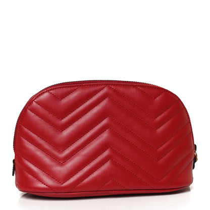 Gucci Calfskin Matelasse Large GG Marmont Pouch Cosmetic Case Hibiscus Red 2 of 10