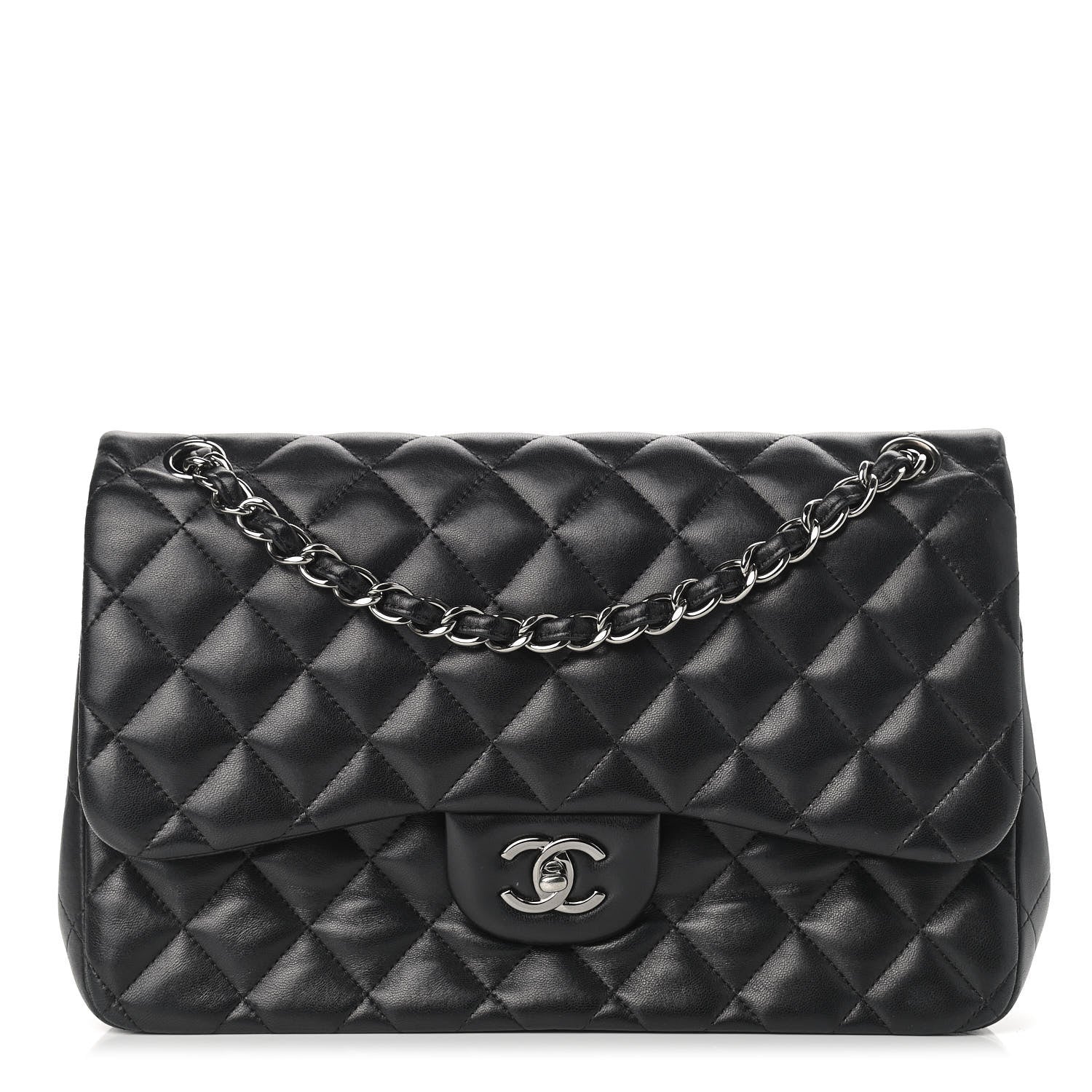 Chanel Lambskin Quilted Jumbo Double Flap Black 1 of 13