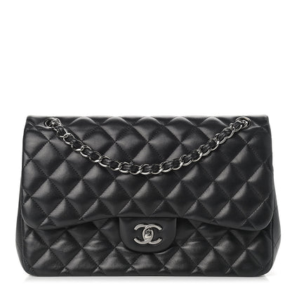 Chanel Lambskin Quilted Jumbo Double Flap Black 1 of 13