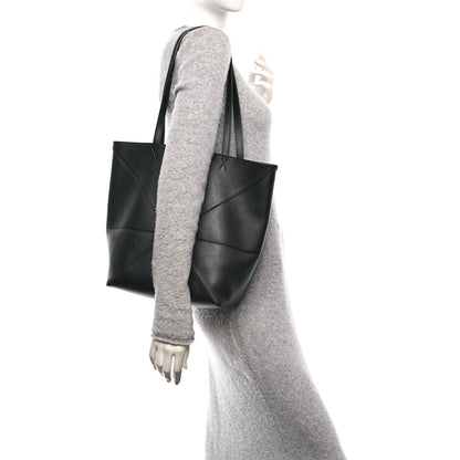 Loewe Shiny Calfskin Medium Puzzle Fold Tote Black 2 of 9
