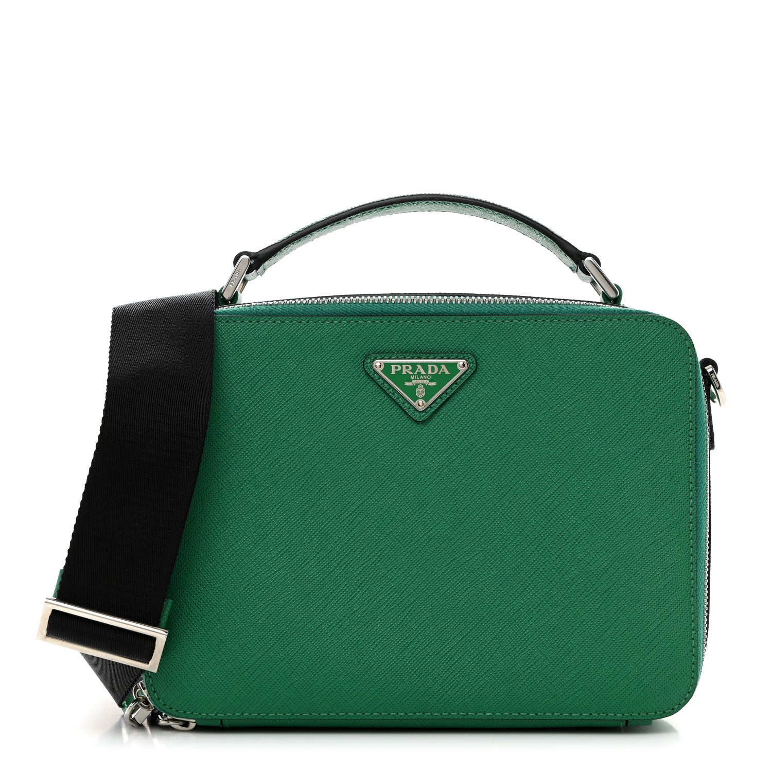 Prada Saffiano Travel Medium Brique Crossbody Bag Mango 1 of 12
