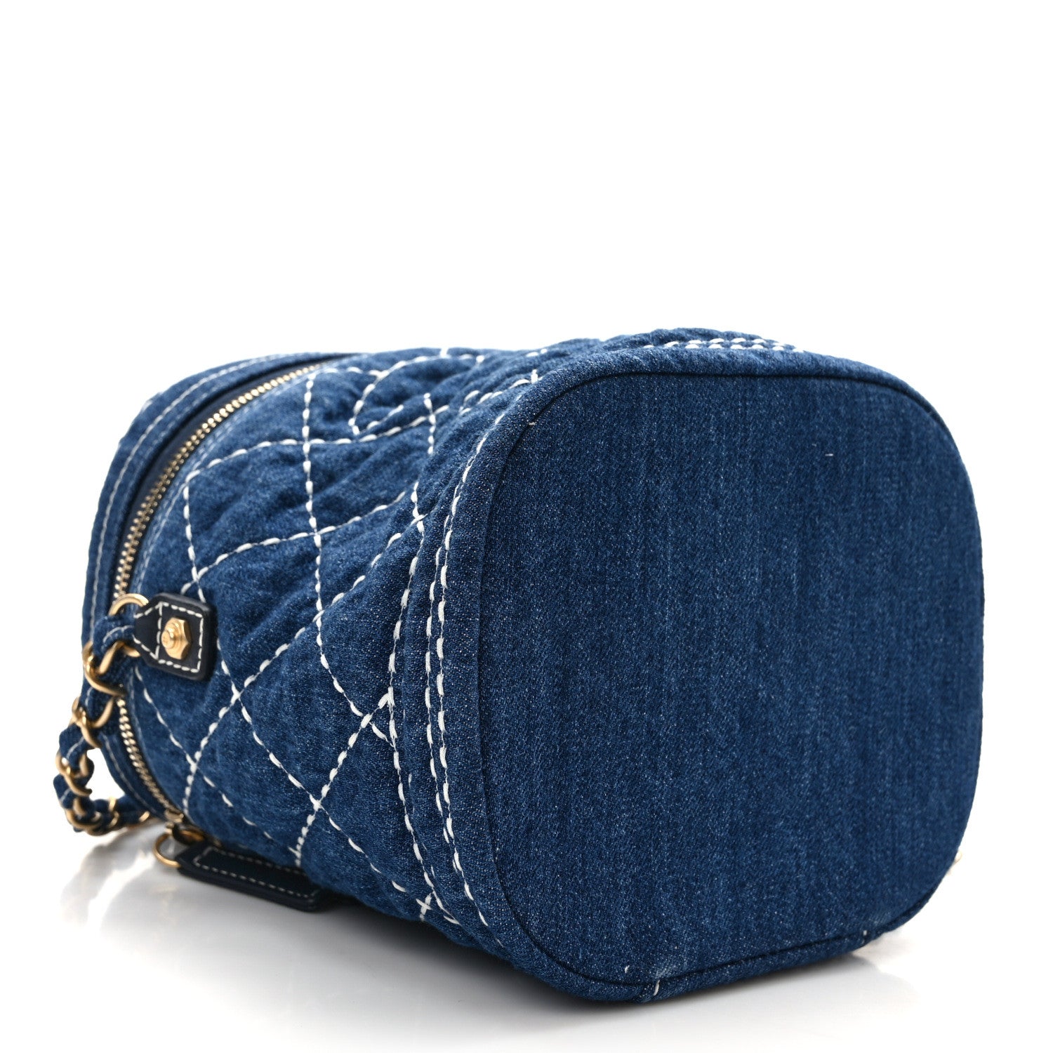 Chanel Denim Quilted Denim Trip Vanity Cosmetic Case Blue 4 of 14