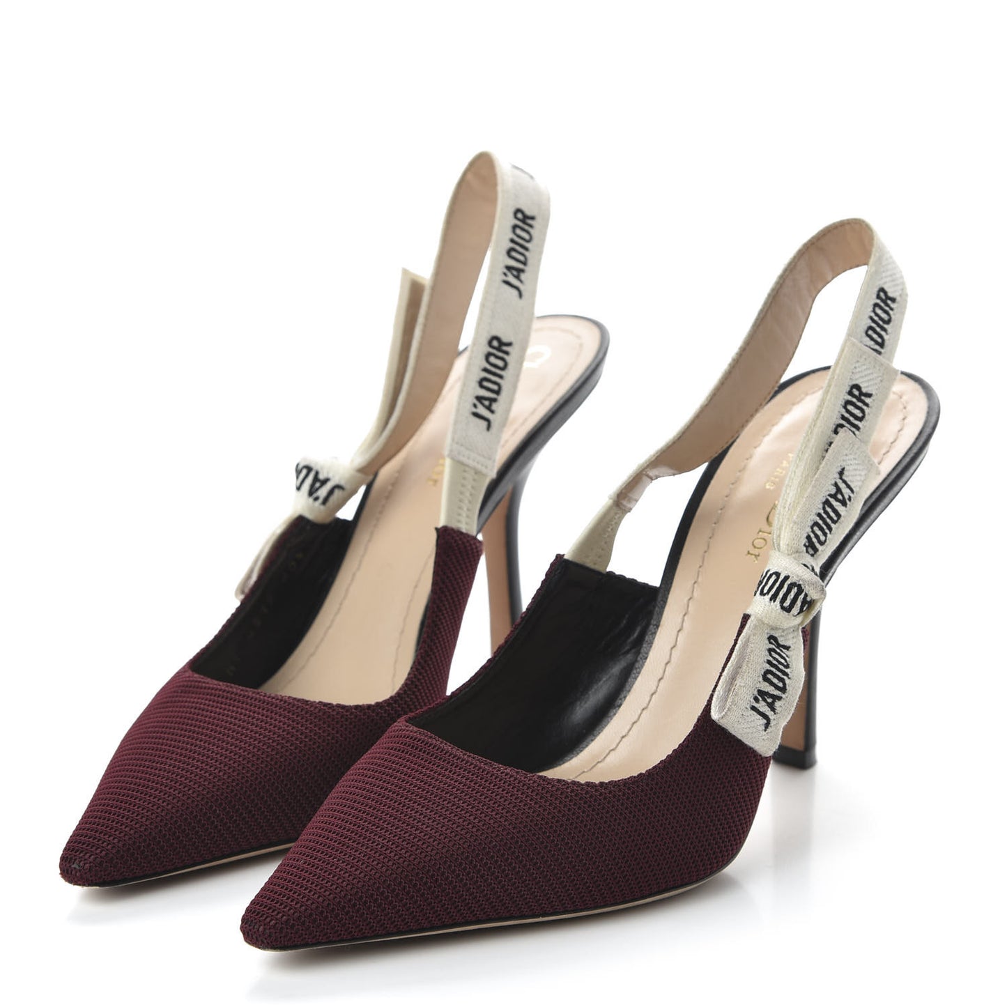 Technical Canvas Ribbon J'Adior Slingback 100mm Pumps 40.5 Rouge Black