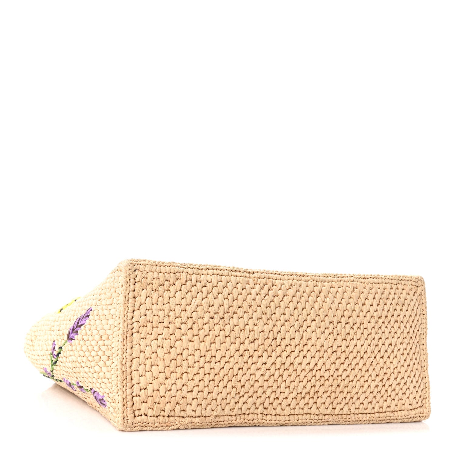Loewe X PAULA'S IBIZA Raffia Floral Embroidered Small Font Tote Natural Tan Multicolor 4 of 9