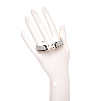 Hermes Enamel Narrow Clic Clac H Bracelet PM Blanc Gris Clair 2 of 4