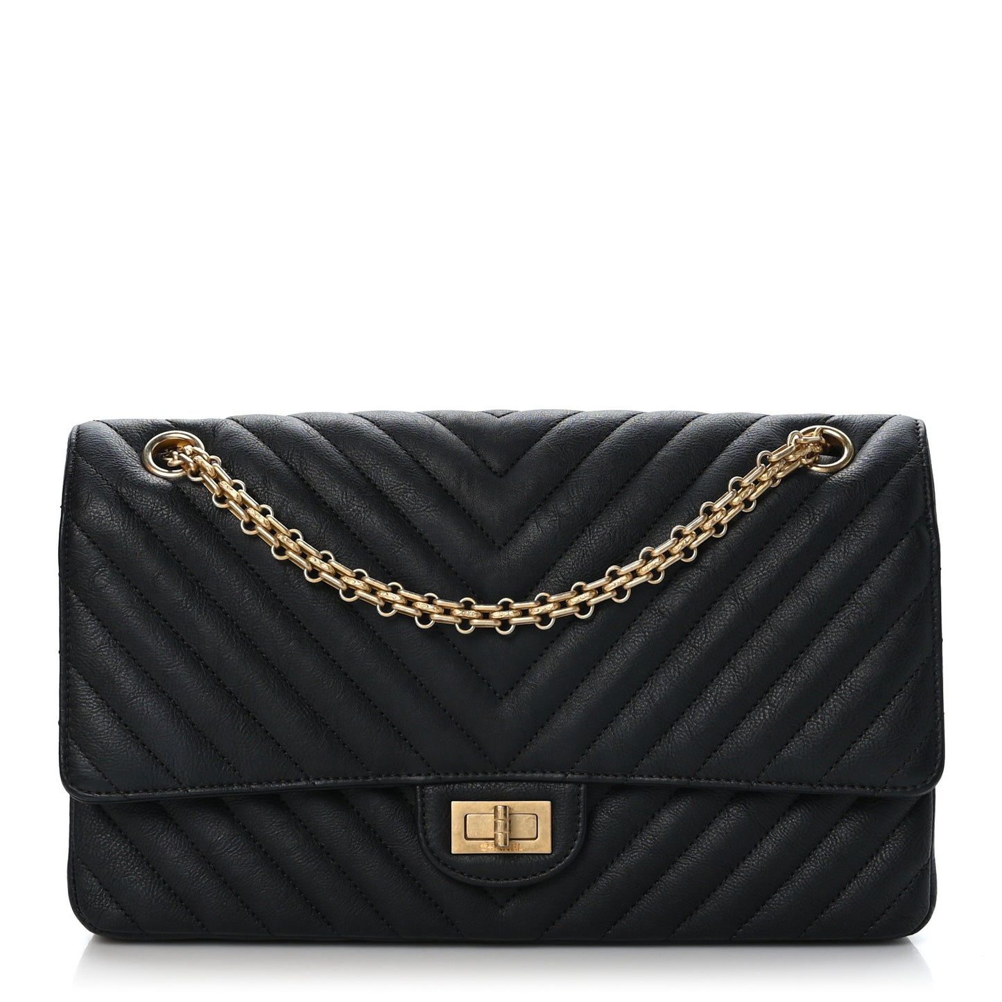 Aged Calfskin Chevron Quilted 2.55 Reissue 226 Flap Black