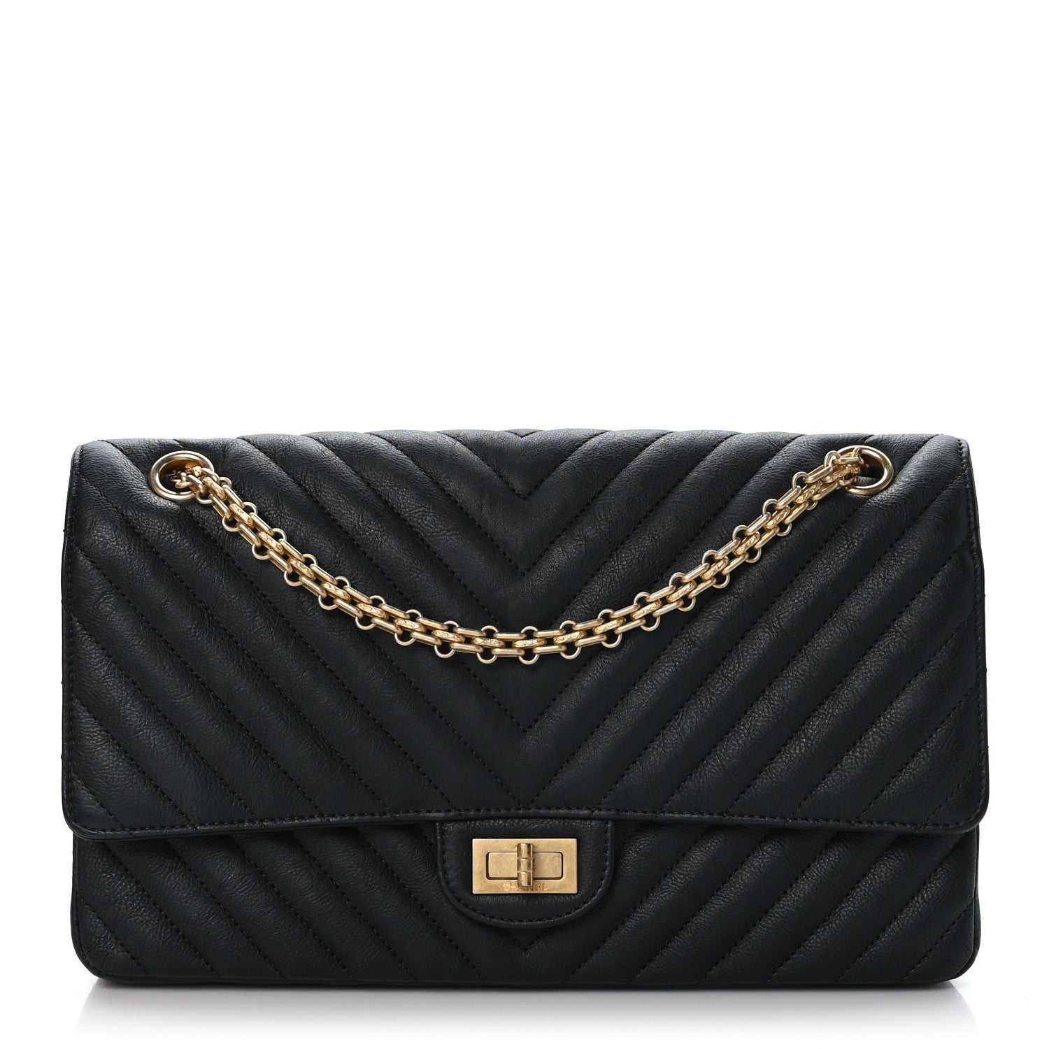 Chanel Aged Calfskin Chevron Quilted 2.55 Reissue 226 Flap Black 1 of 9