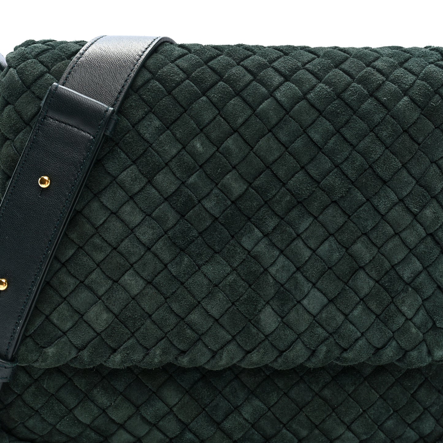 Suede Intrecciato Small Cobble Messenger Bag Emerald Green