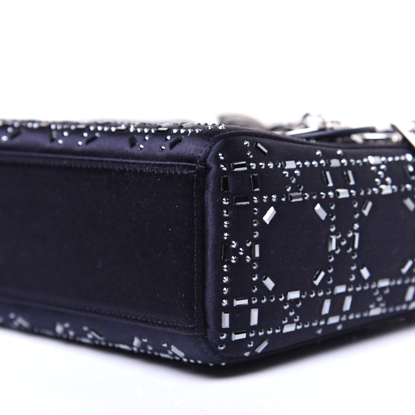 Satin Crystal Cannage Mini Lady Dior Navy