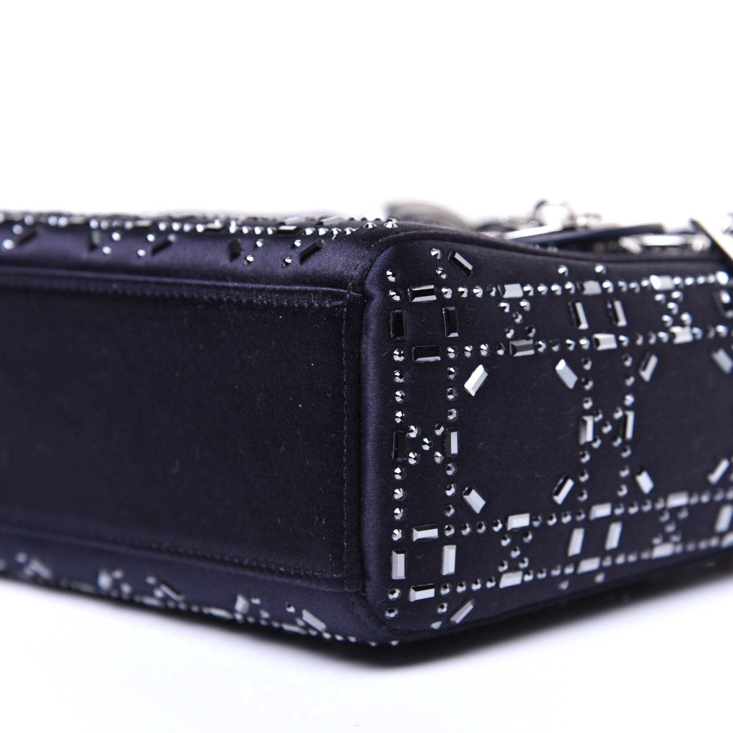 Christian Dior Satin Crystal Cannage Mini Lady Dior Navy 7 of 12