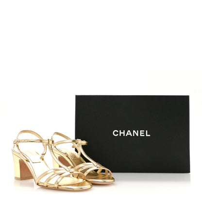 Chanel Metallic Lambskin CC Strappy Sandals 38 Gold 12 of 12