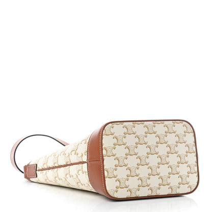 Celine Triomphe Canvas Calfskin Small Bucket Bag White 4 of 9